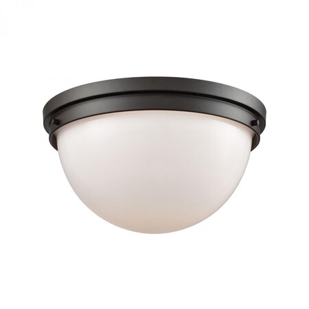 Thomas Beckett 2-Light Flush Mount in Oil Rubbed Bronze with Opal White Glass CN120231